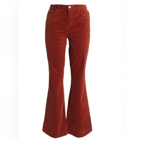 L’agence Bell high rise flare corduroy pant in rust brown. 29 - Picture 2 of 6